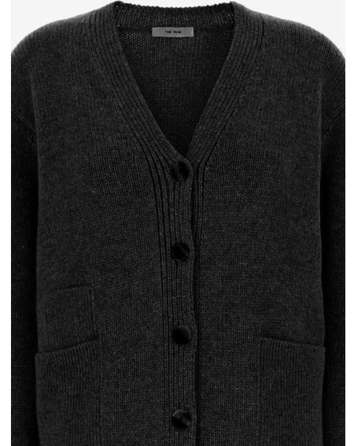 The Row Black V-Neck Long-Sleeved Cardigan