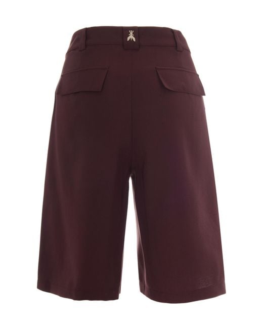 Patrizia Pepe Purple Belted Patch-Pocket Shorts