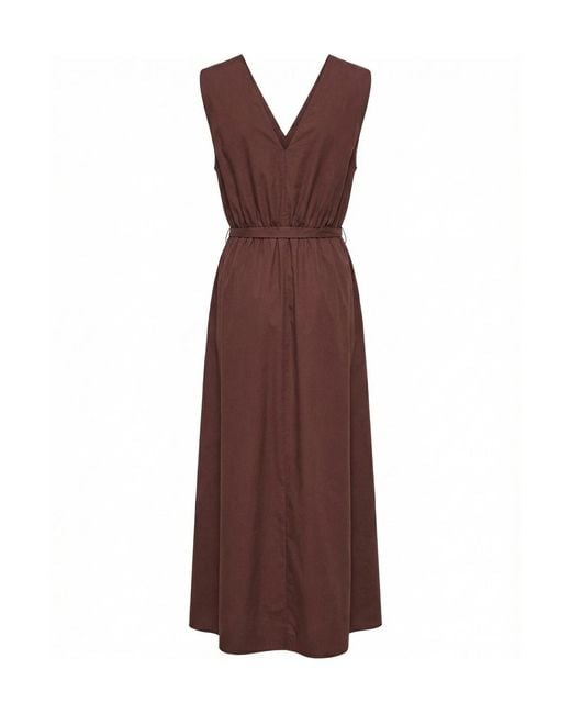 Patrizia Pepe Brown Belted V-Neck Maxi Dress