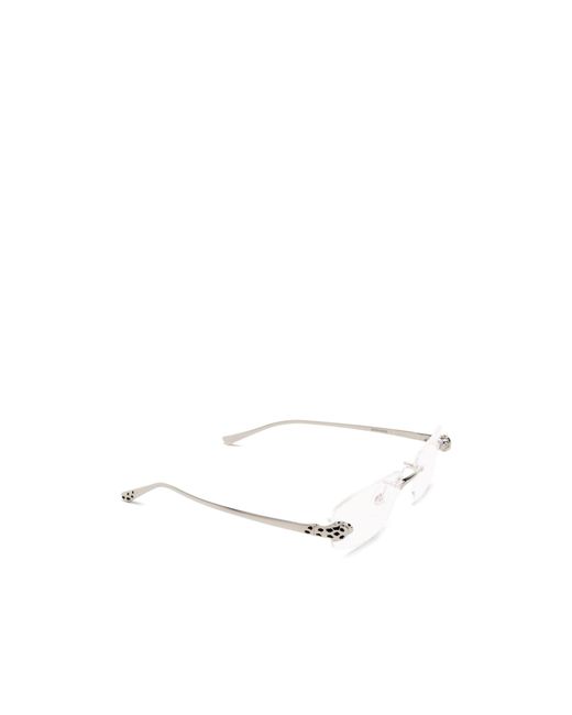 Cartier White Rectangle Frameless Glasses
