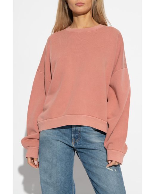 Acne Pink Round Collar Long Sleeve Sweater