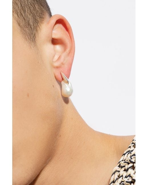 Bottega Veneta White Pearl Earrings for men