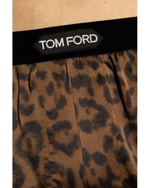 Tom Ford Black Leopard-Print Stretch-Silk Boxers for men