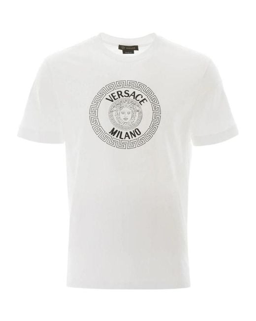 Versace White Medusa Head Print T-Shirt for men