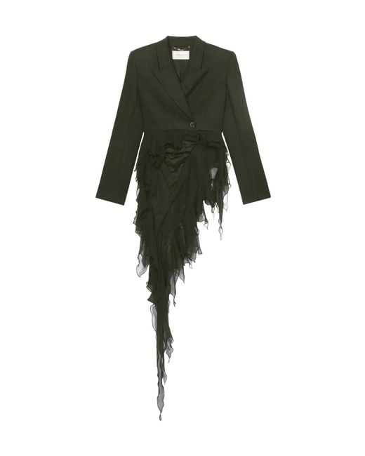 Blumarine Green Ruffled Asymmetric Jacket
