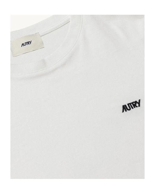Autry White Long Sleeved Logo Embroidered T-Shirt for men