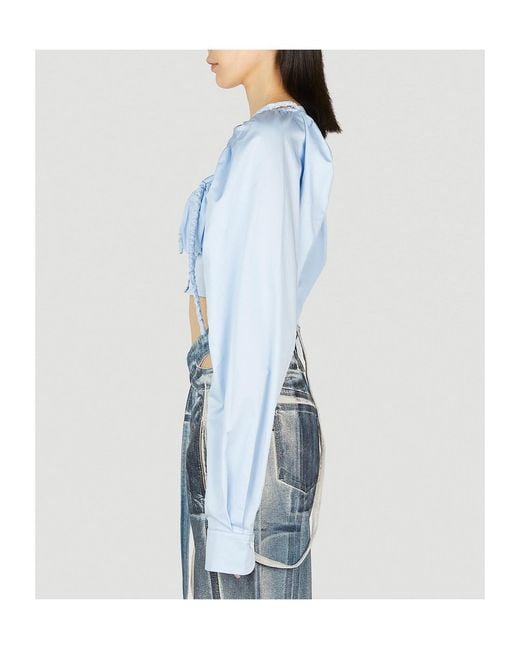 OTTOLINGER Blue Pleated Round-Neck Blouse