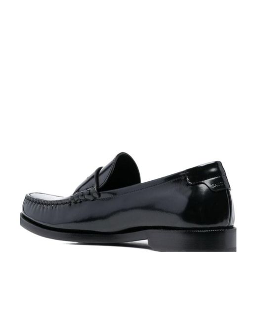 Saint Laurent Black Le Loafer Logo Plaque Slip-On Loafers