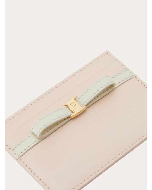Ferragamo Natural Mini Bow Credit Card Holder