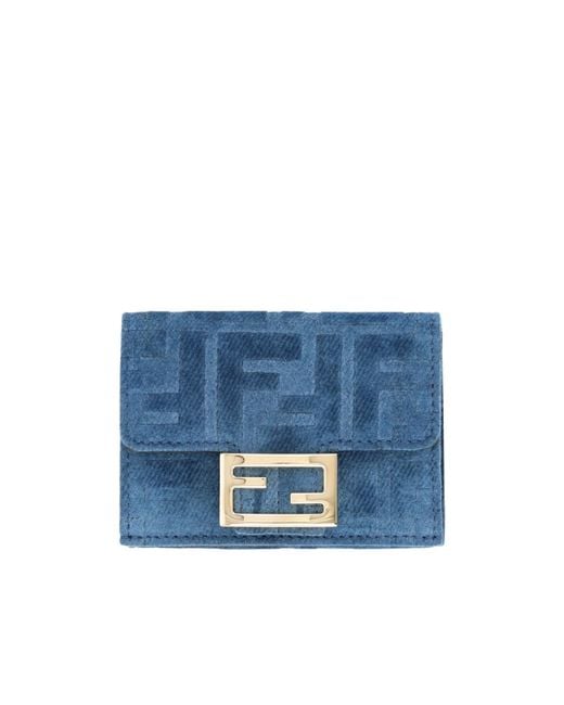 Fendi Blue Monogram Jacquard Folded Wallet