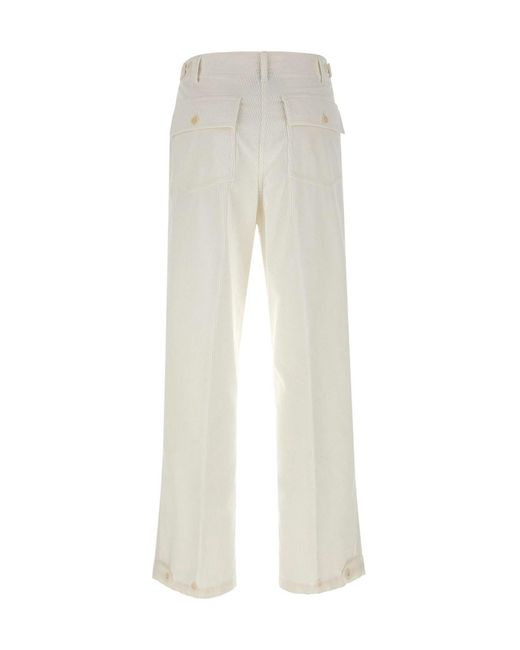 Aspesi White Wide-Leg Corduroy Pants