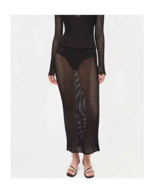 Jonathan Simkhai Black Demitri Crochet Midi Skirt