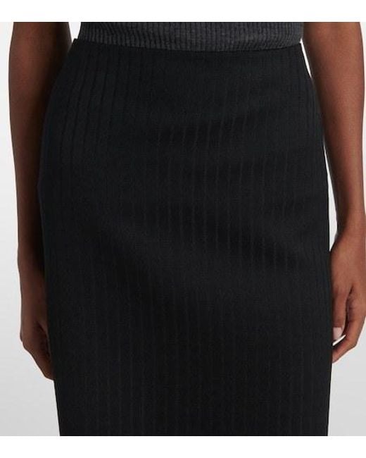 Calvin Klein Black Ribbed-Knit Wool Miniskirt