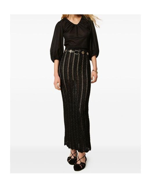Twinset Black Knitted Maxi Skirt