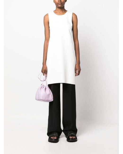 Jil Sander White Round Neck Sleeveless Shift Dress