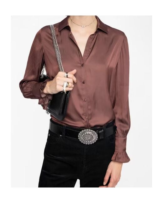 Zadig & Voltaire Purple Ruffled Long-Sleeve Top