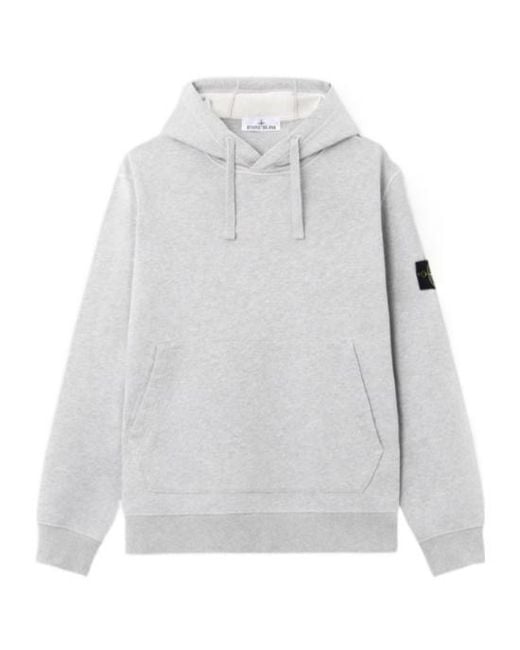 Stone Island Gray Drawstring Hooded Sweater With Pouch Pocket for men