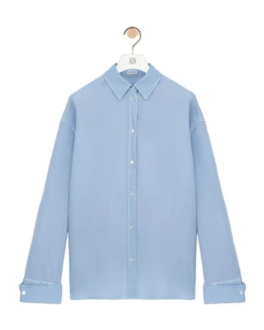Loewe Blue Wool-Silk Draped Shirt