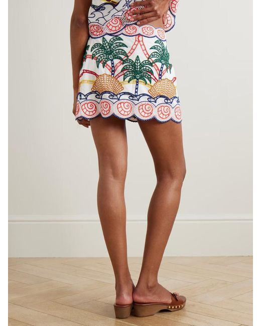 Farm Rio Multicolor Embroidered Wrap Mini Skirt