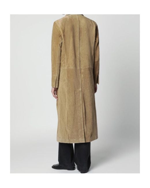Arma Natural Alissa Single-Breasted Suede Coat