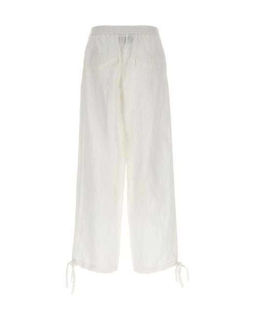 MSGM White Elasticated-Ankles Wide-Leg Trousers