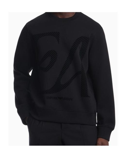 Emporio Armani Black Crew-Neck Sweatshirt for men