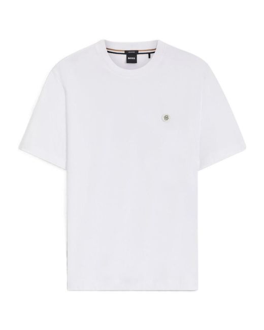 Boss White Boss C-Taut 01 Logo Patch T-Shirt for men