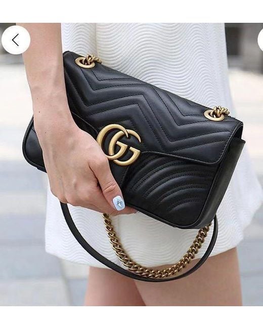 Gucci Black Gg Marmont Matelassé Mini Shoulder Bag