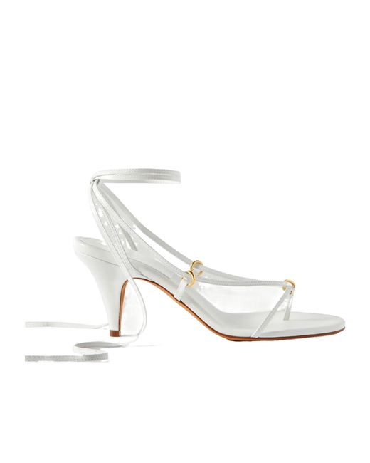 Khaite White Fashionable Leather Sandals
