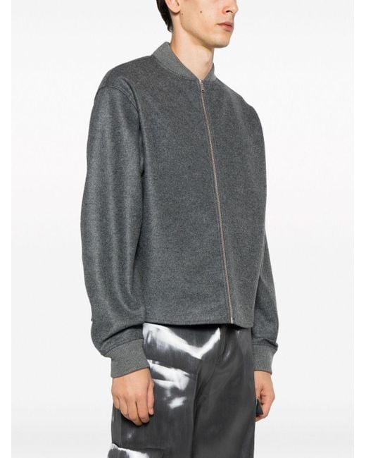 Jil Sander Gray Zip-Up Long-Sleeved Bomber Jacket for men