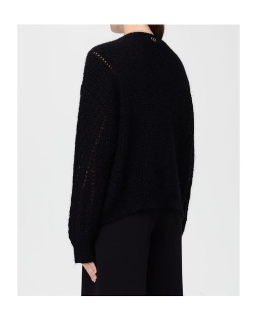 Twinset Blue Open Work Crewneck Jumper