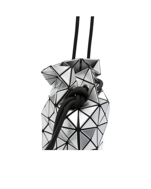 Issey Miyake White Prism Drawstring Shoulder Bag