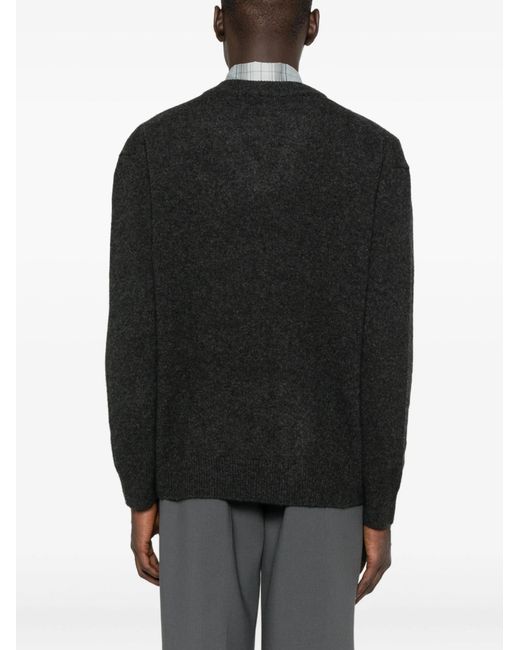 A.P.C. Black V-Neck Wool Sweater for men