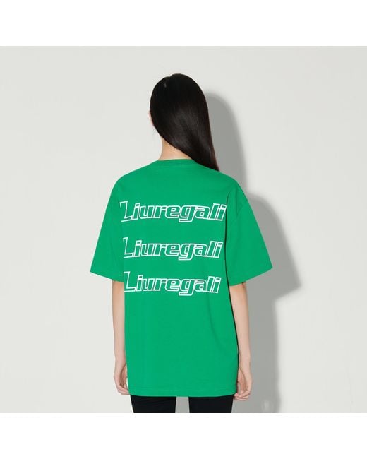LIU REGALI Green Logo Details Short-Sleeved T-Shirt