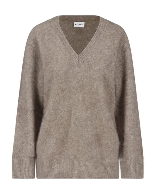 P.A.R.O.S.H. Brown P.A.R.O..H. V-Neck Knitted Sweater