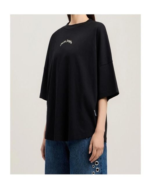Palm Angels Black Curved Logo Oversized T-Shirt