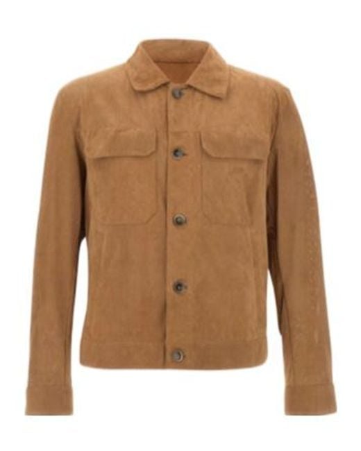 Boss Brown Perforated Button-Up Jacket for men