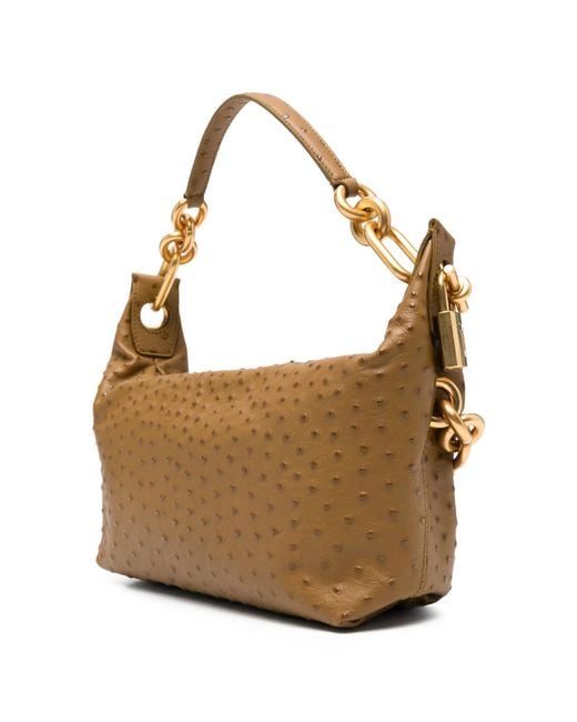 Balmain Metallic Chain-Strap Leather Shoulder Bag