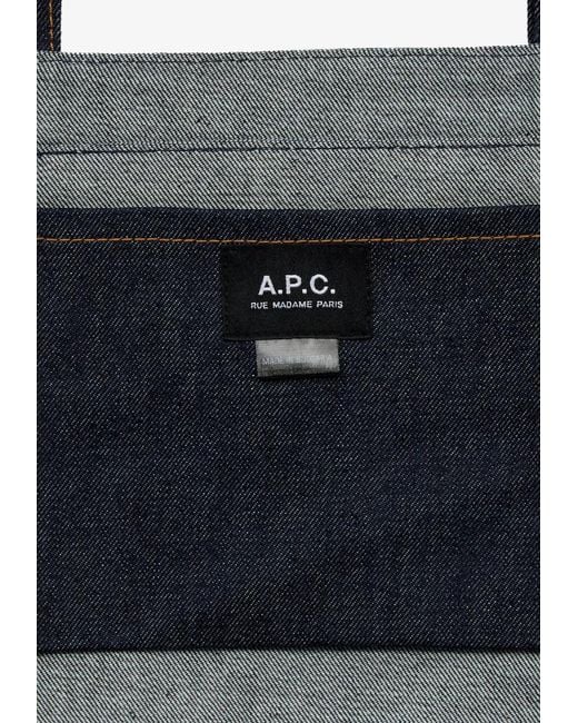 A.P.C. Blue Top Handle Tote Bag for men
