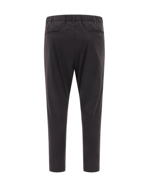 Herno Black Drawstring-Waist Trousers for men