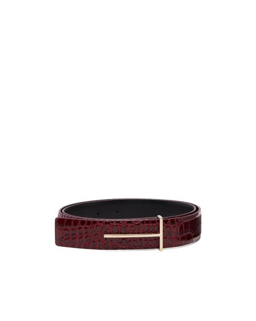 Tom Ford Brown Embossed-Leather Belt