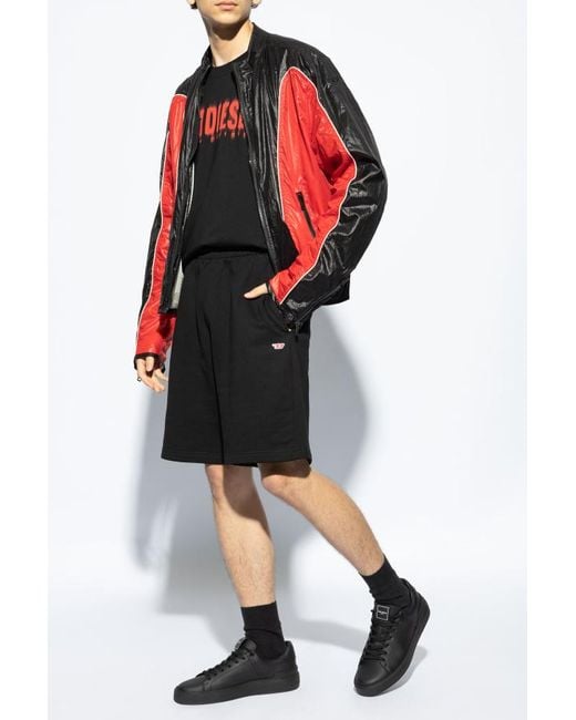 DIESEL Black P-Bisc-D Logo Embroidered Track Shorts for men