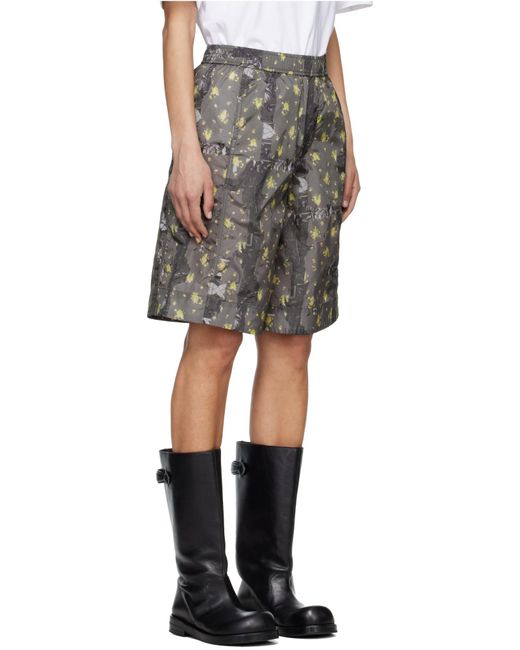 Ganni Gray Printed Nylon Bermuda Shorts