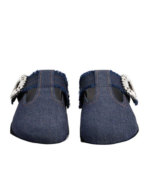 Roger Vivier Blue Slidy Viv' Mules