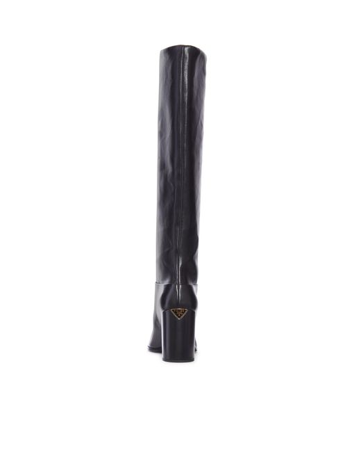 Prada Black Round-Toe Tall Boots