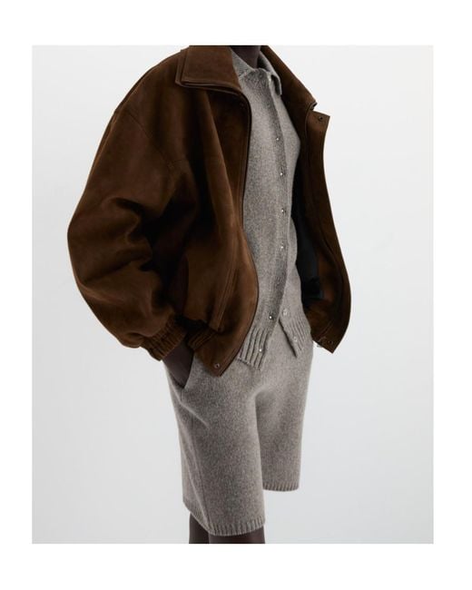 Magda Butrym Brown Elasticated-Trim Suede Jackets