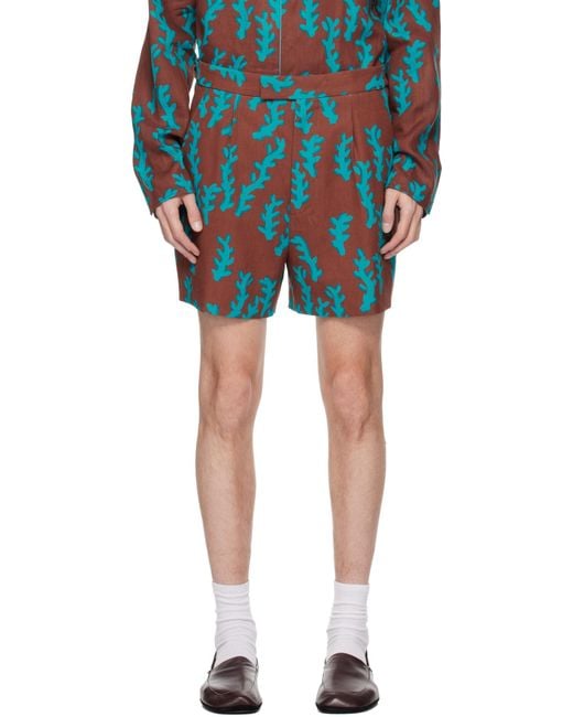 Zegna Blue Brick And Bright Oasi Lino Shorts for men