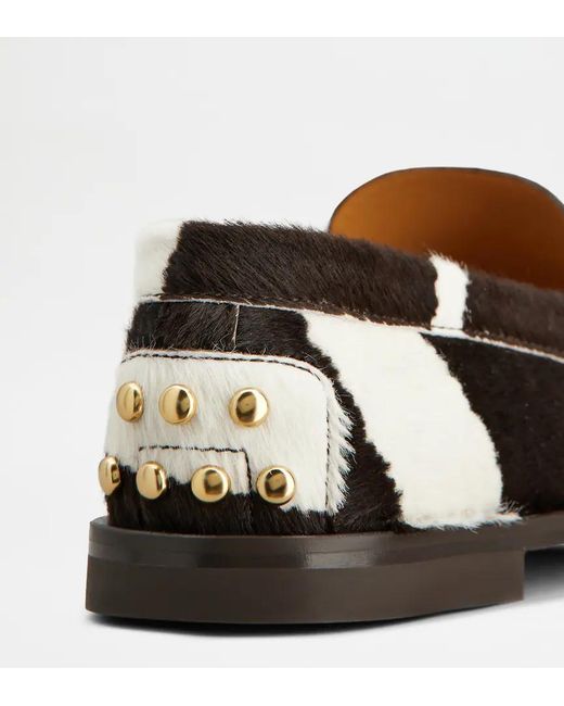 Tod's Black Striped Studded Loafers