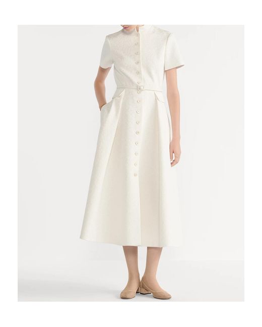 Dior White Mid-Length Belted Shirtdress