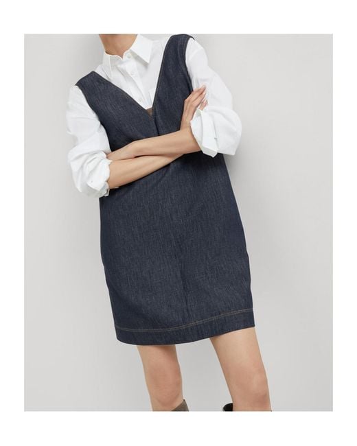 Brunello Cucinelli Blue Denim Mini Dress